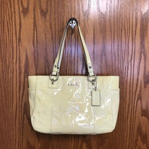 Coach light yellow patent bag